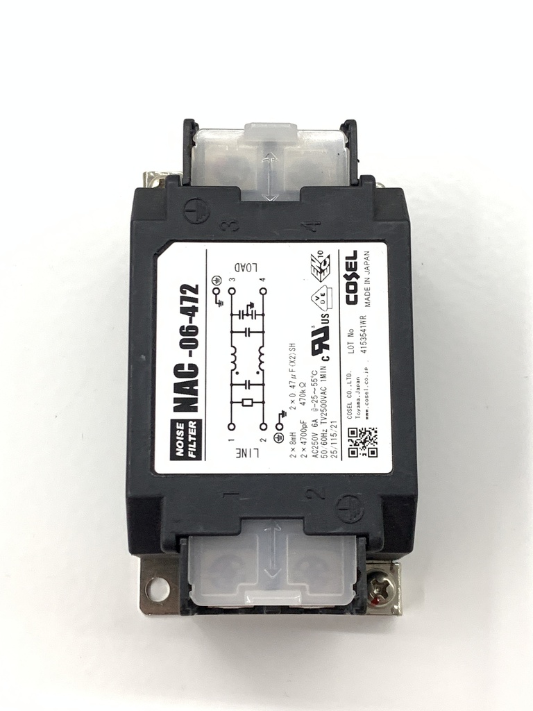 COSEL NAC-06-472 Power Line Filters AC 1-250 / DC250 6A 0.5 mA/ 1.0 mA max