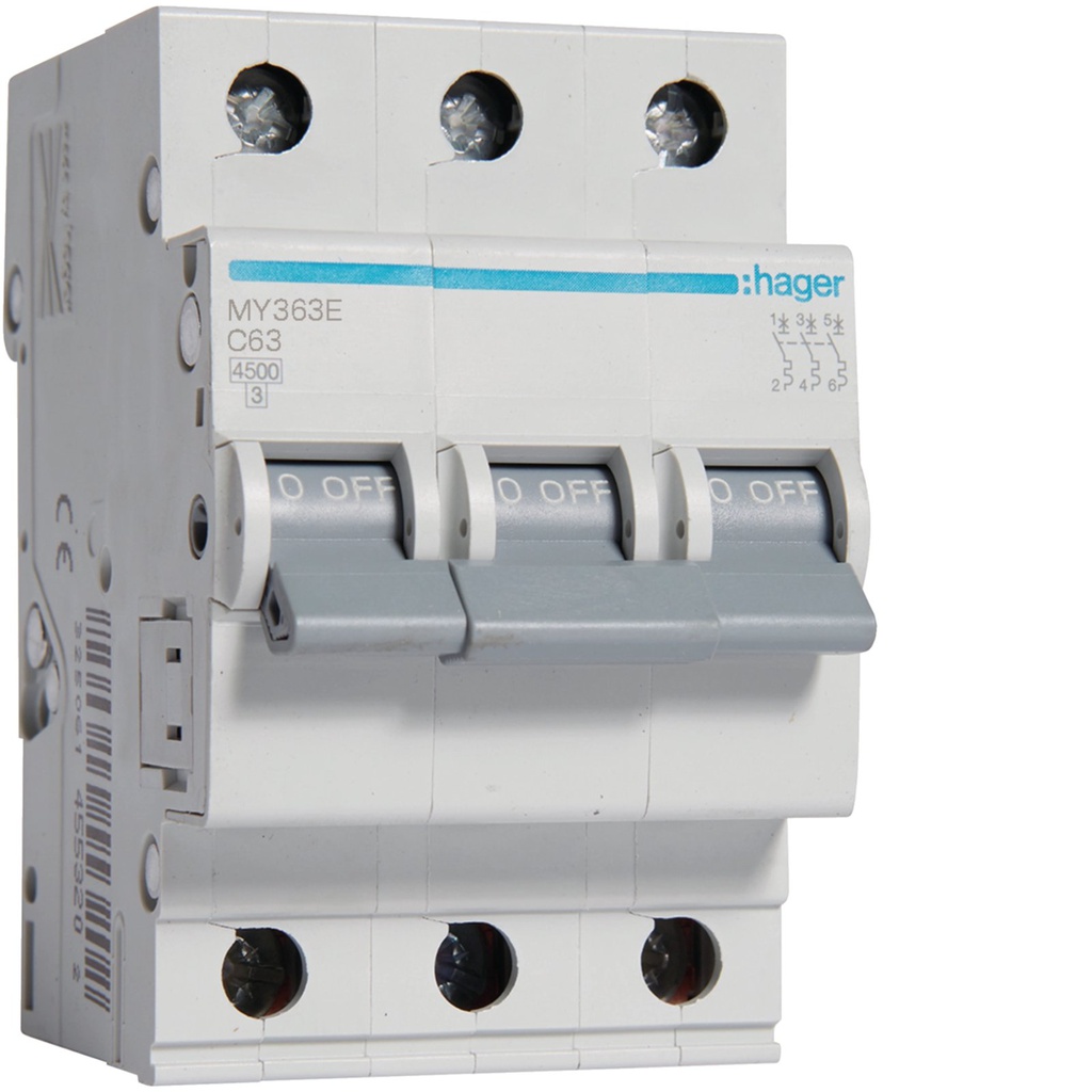 HAGER MY363E C63 Miniature Circuit Breaker Type C